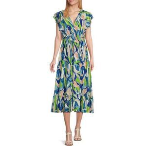 Blue and Green Midi Dress